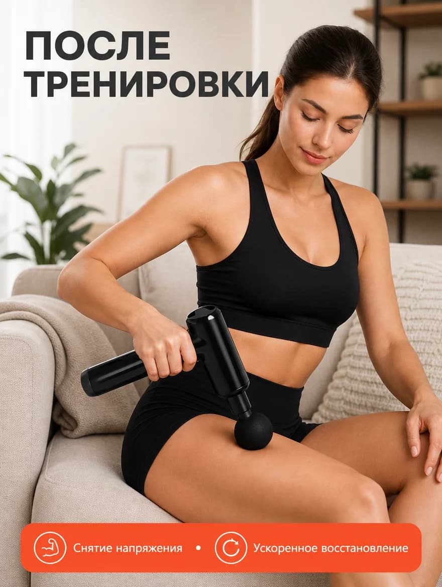 Massaj pistolet issiq-sovuq fasciya uchun — 5 tezlik, 6 nasadka, USB — 4